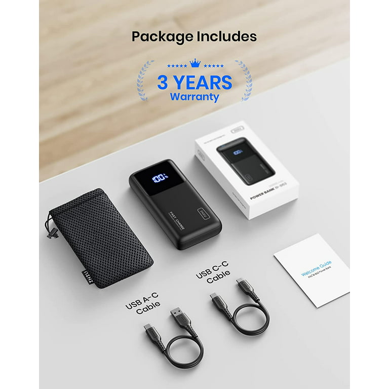 INIU 25000mAh Laptop Power Bank, 65W USB C PD QC Fast Charging 3-Output Portable Charger, Black