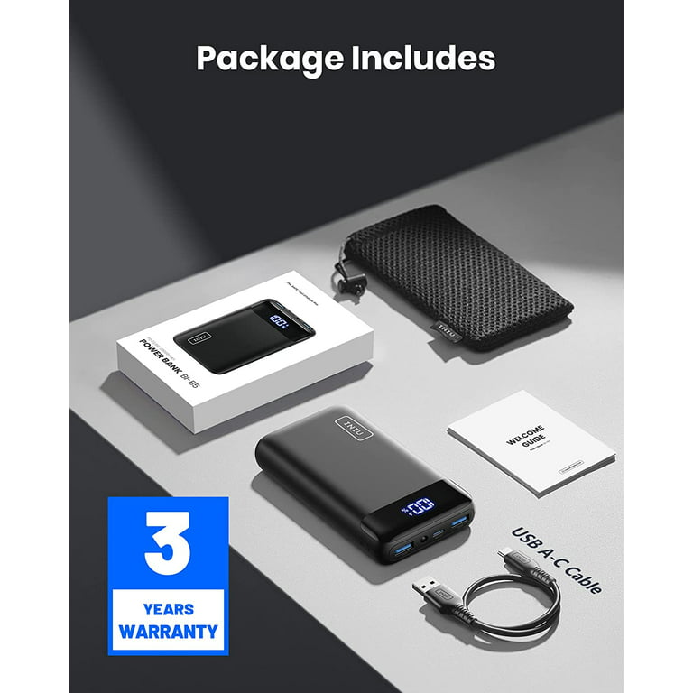 INIU 20000mAh Portable Charger, LED Display, 22.5W Fast Charging Power Bank for iPhone & iPad, Black