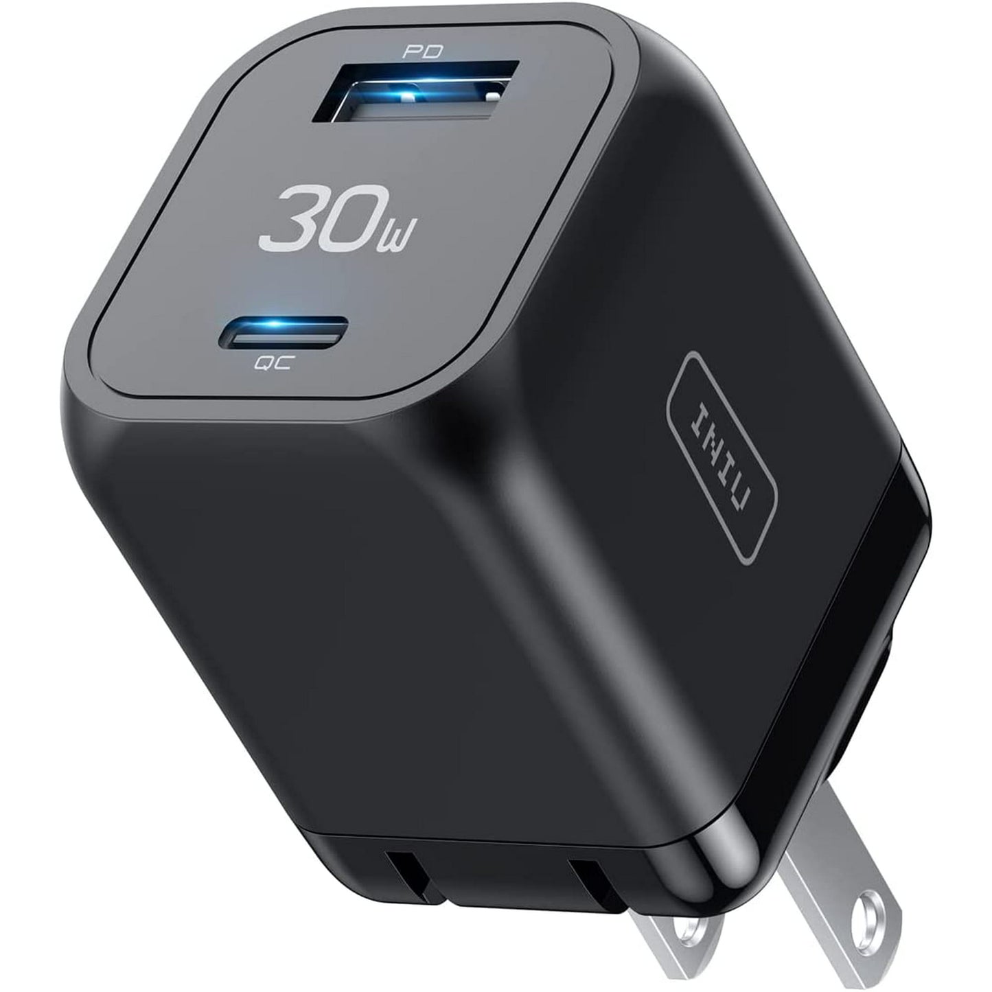 INIU USB C Charger, 30W PD QC 3.0 Dual Port Fast Charging Wall Charger for iPhone Samsung, Black