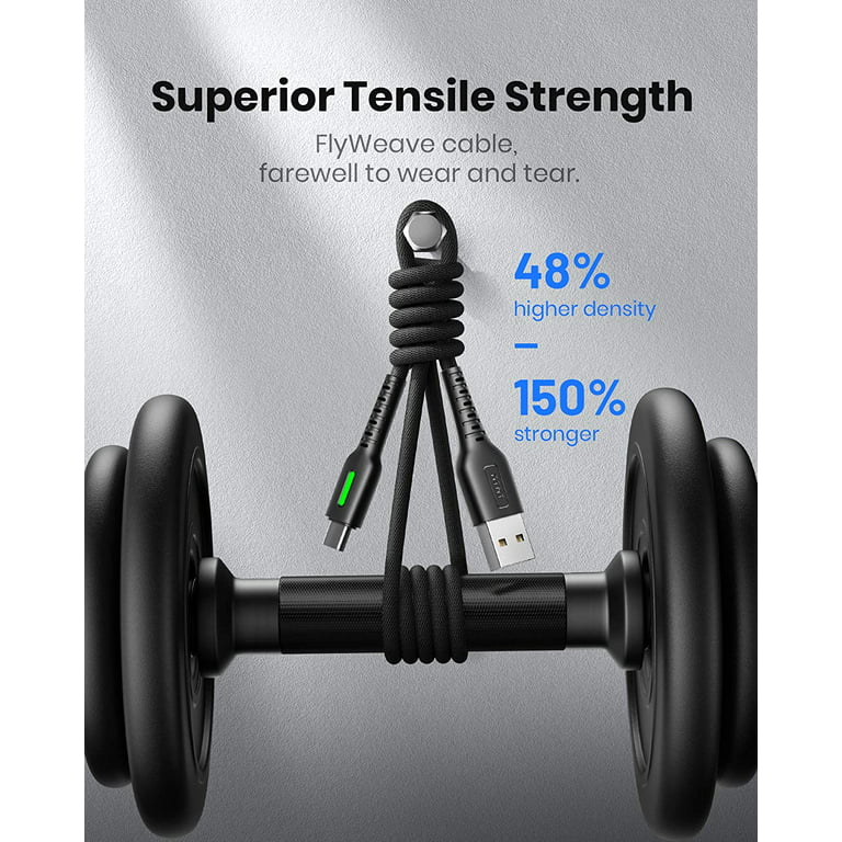 INIU USB C Cable 【3 Pack】, 3.1A QC Nylon Braided Fast Charging Cord for Samsung Google, Black