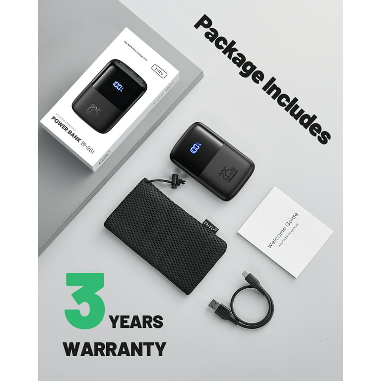 INIU Mini Power Bank, 10000mAh 22.5W Portable Fast Charge USB C Portable Charger, Black