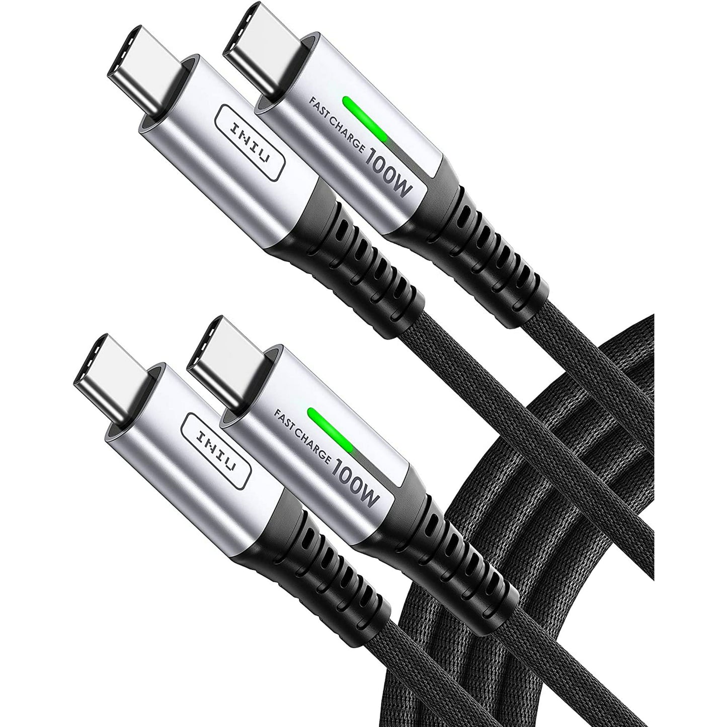 INIU 100W USB C to USB C Cable [2-Pack 6.6ft], PD Fast Charging Cord for Samsung iPad Etc, Black